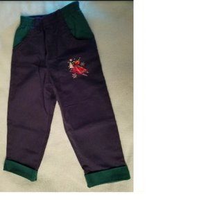 NEW Toddler Pants 3T ELMO Embroidered on Sled on Front Navy Blue and Green